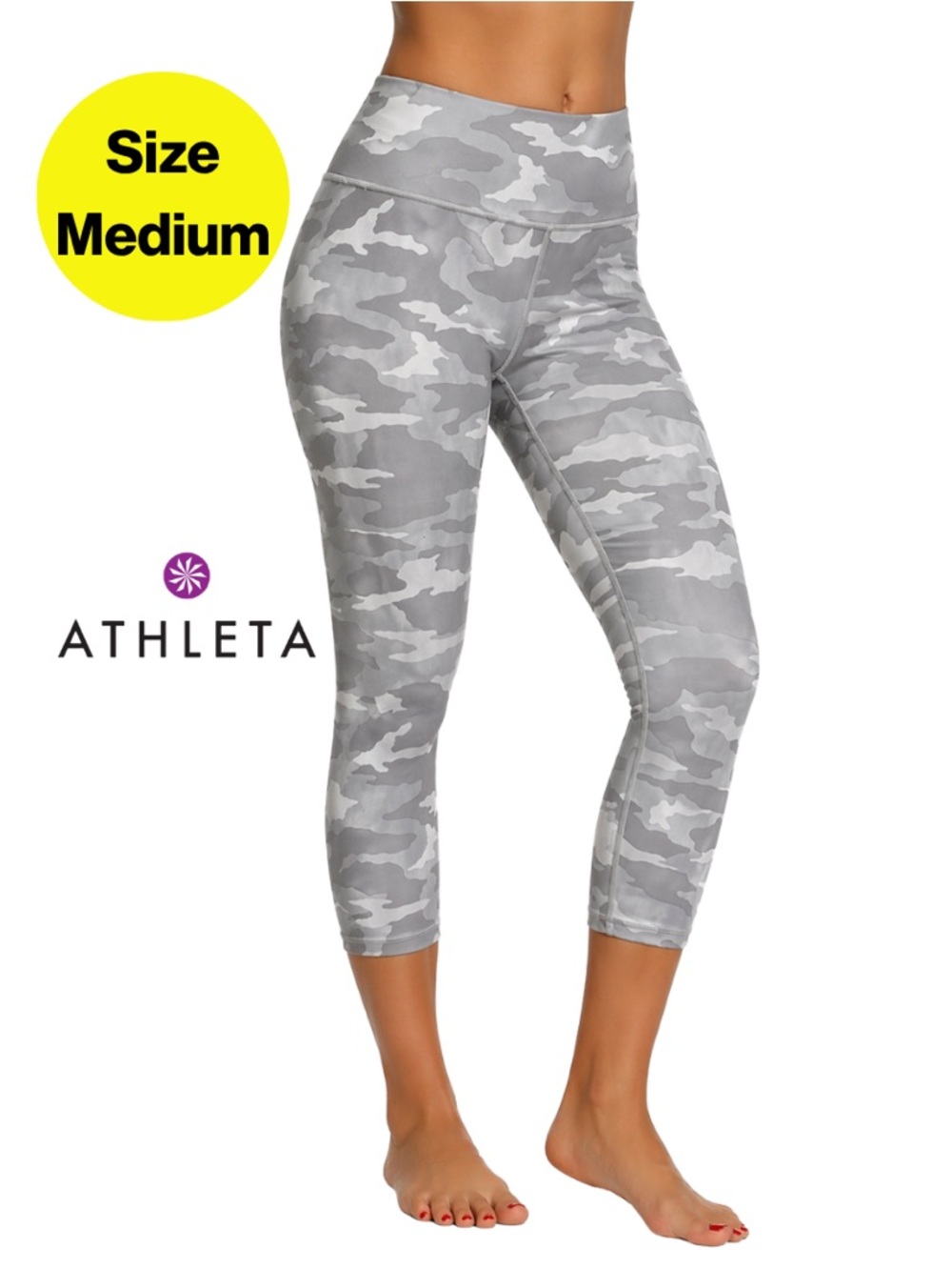 ATHLETA 🩶 “Elation 7/8 Tight” High-Waisted Gray Camo Leggings (Size Medium)